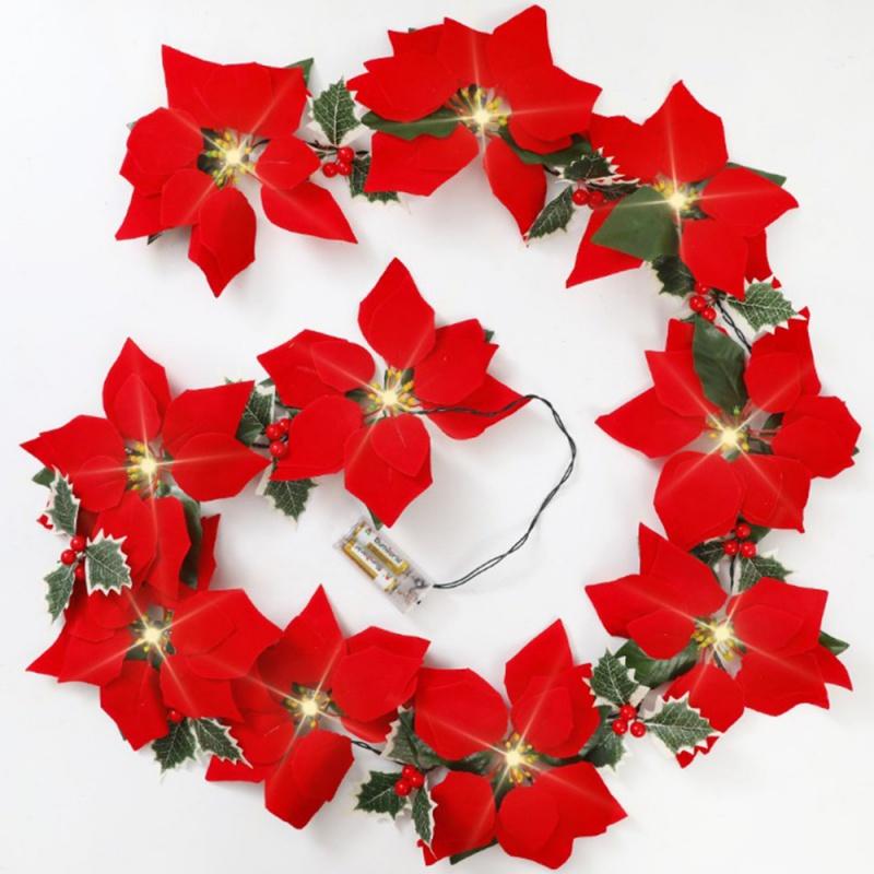 Christmas Flowers Garland String Lights Xmas Tree Ornaments Indoor/Outdoor Party Decor Christmas Decoration Navidad