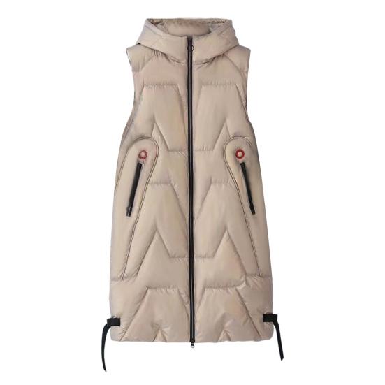 

Женский зимний жилет с капюшоном, толстый, без рукавов, глянцевая поверхность, с карманами, застежка-молния L шампанского