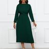 Women's new temperament elegant pleated commuter solid color large size dress