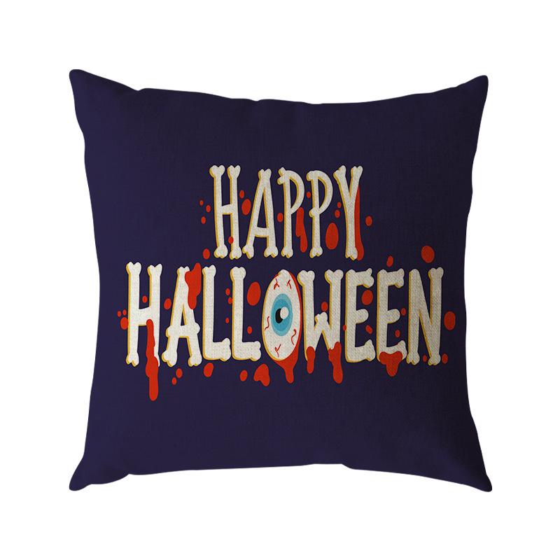 Funda de Almohada de Lino de Halloween Impresión Digital Decoración Festival de Halloween Almohada para Sofá