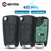 KEYYOU For Vauxhall Opel Vectra C Signum Auto Replacement Key Flip Remote Key Fob 3 Button 433MHz PCF7946 Chip Car Key