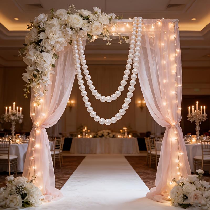 1Set Wedding Backdrop Wall Decor - Faux Large Pearl - DIY Beaded Garland White Ball Pendant & Figurine