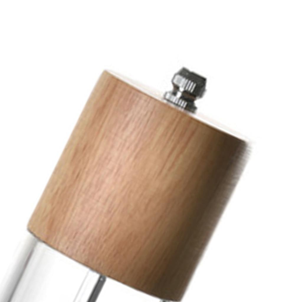 Manual Pepper Grinder Multifunctional Efficient Grinding Oak Patchwork Acrylic Pepper Mills Shakers L