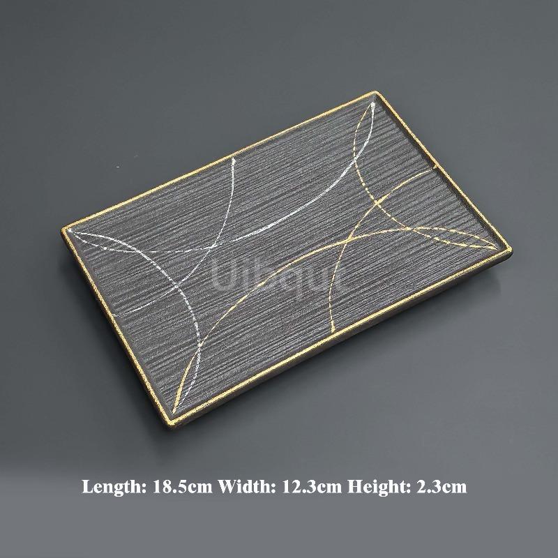 Japanese Creative Rectangular Flat blue Sushi plate Ceramic Cake Dessert Sashimi Plate BBQ Skewer Display tray Dinner Dish Sets