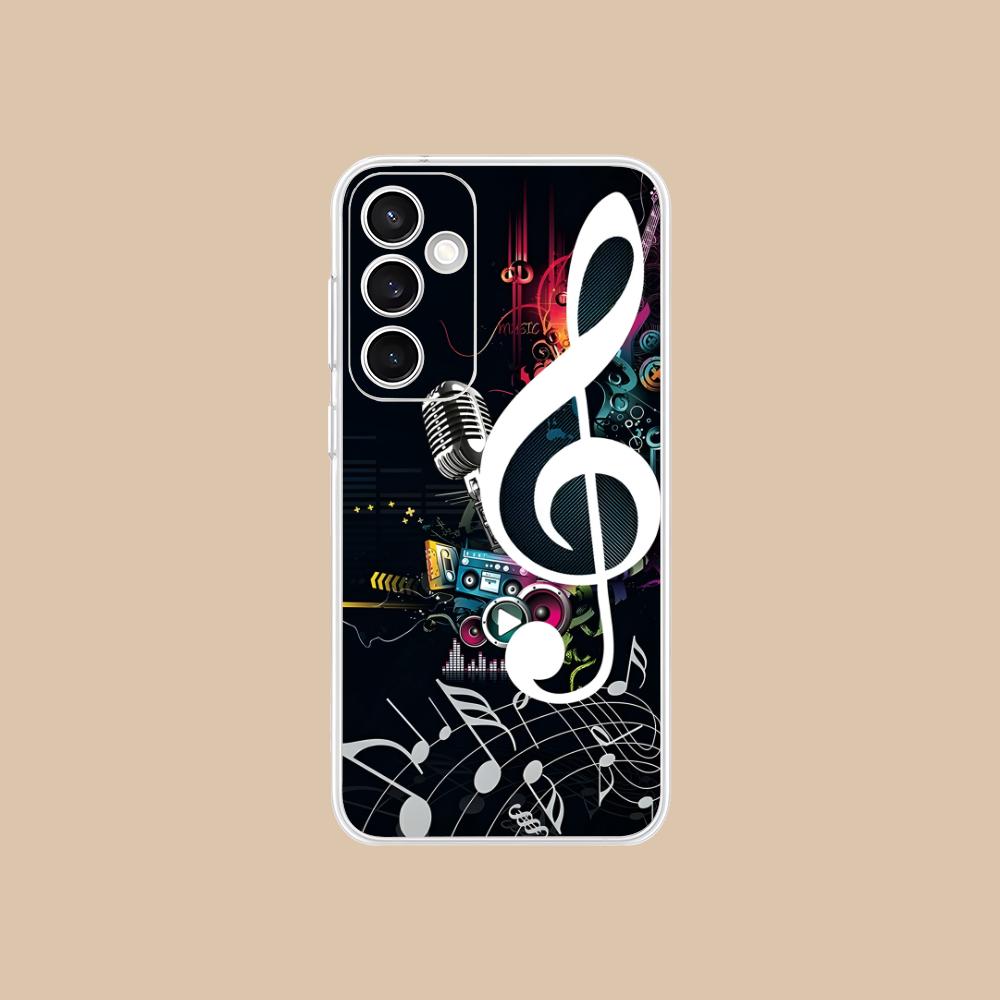 Musical Note Staff Mobile Phone Case for Samsung Galaxy S25 S24 S23 S22 S21Plus FE Ultra Clear Colorful Cover Smartphone Cover