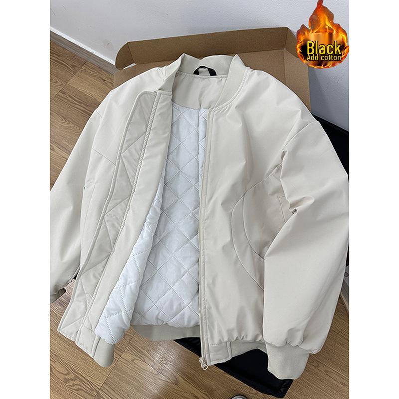 Men's American Style Thickened Flight Jacket for Autumn and Winter - Cotton Padded, Clean Fit Baseball Coat