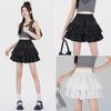 Spring 2025 Women's Black High Waist A-Line Puffy Half Umbrella Skirt