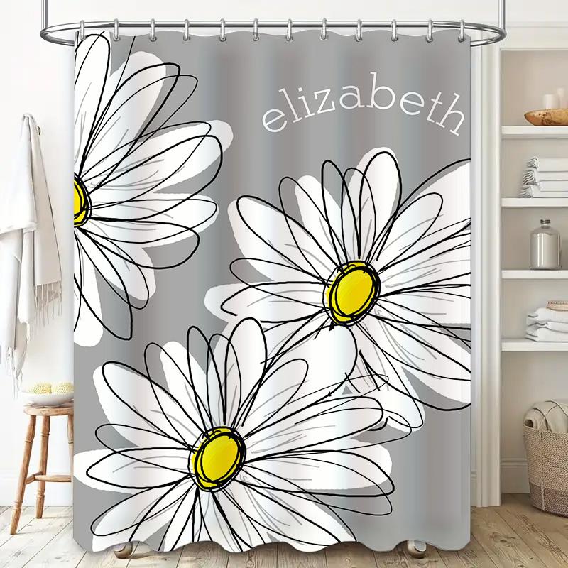 GAECustom Daisy Delight: Personalized Shower Curtain with Charming Flower Design for Fresh, Nature-Inspired Décor