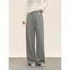 Shiyiyue Sporty Loose Casual Pants for Women, Autumn and Winter Elastic Waist Fleece-Lined Sweatpants with Drawstring, Straight Wide-Leg Long Pants