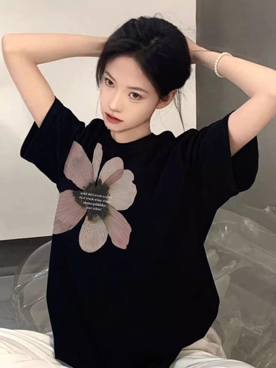 

Women s Pure Cotton Short Sleeve T-shirt - 2025 Summer Style, Loose American Fit M білий