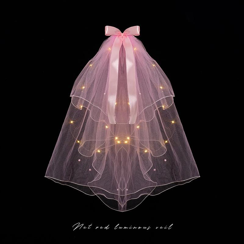 White Veil Bridal Headwear With White Veil Covering Multiple Layers And Short Plain Veil Wedding Dress Photo Shoot Fluffy Style