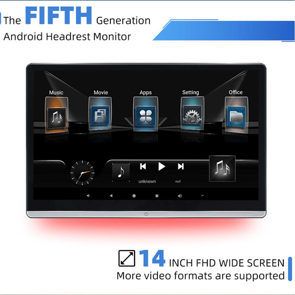 14 Inch Rotating Rotatable Headrest  Ram 8Gb+128Gb Wifi Usb/Sd 3G/4G Bt  Av Aux