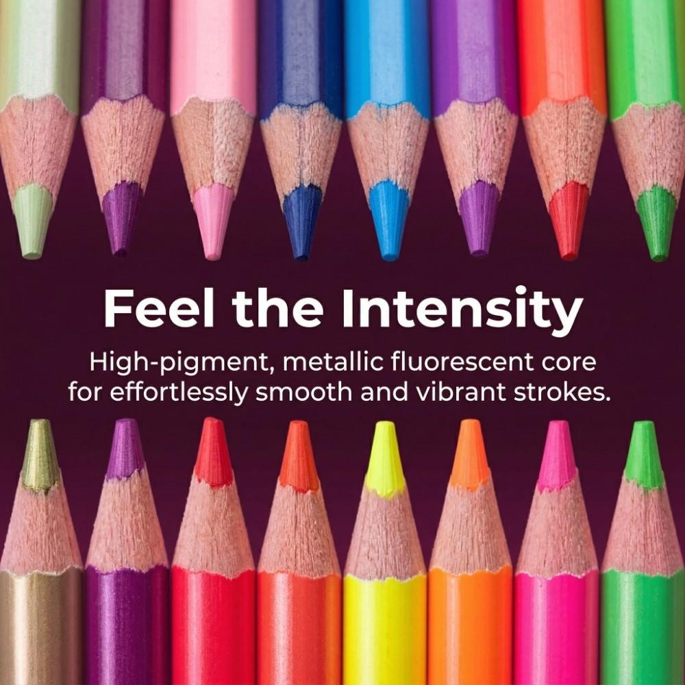 12PCS 12 Colors Metallic Pencils Durable wood Neon Pencils Stationery Set Pencil Set  Adults