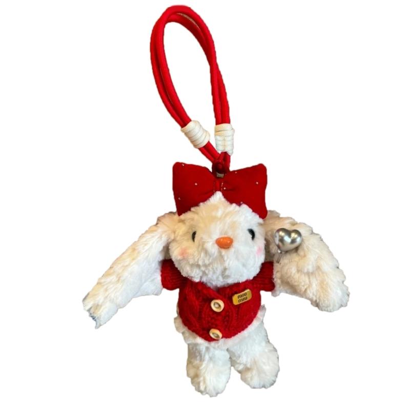 Adorable Plush Rabbit Keychain Soft Doll Ornament Bag Ornament Hanging Pendant Plush Texture for Girls Birthday Gift