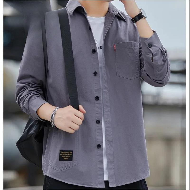 High End Men's Loose Long Sleeved Jacket Shirt Men's Spring Autumn Style Men's Shirt Trendy Denim Jacket