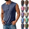 Men's Summer Solid Color Pocket Sports Buttons Vest Men's Sports Casual Vest