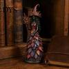 Small Witch Sculptures for Bookshelf Seasonal Figurine Ornament, Handcrafted Resin Statue Halloween Thanksgiving Holiday Party Prop Decorations