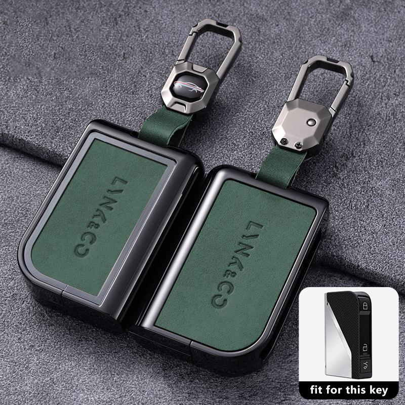 Fit For Lynk&Co 05 09 01 06 02 03 Lynk Co Zinc Alloy Genuine Leather Auto Key Fob Cover Smart Case Housing Key Ring Mount Remote Automotive Auto