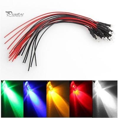 10 Stück 20 cm 3 mm/5 mm LED-Lampenkabel, vorverkabelt, DC-emittierendes Diodenlicht