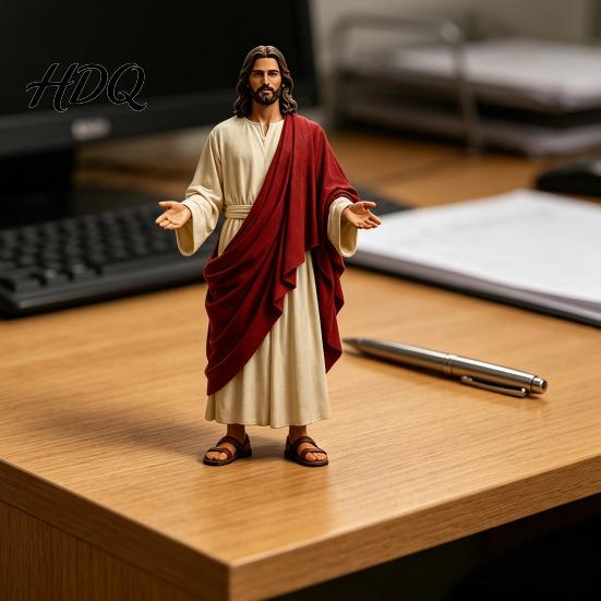 Jesus Figurine 5 Inch with Open Arm Hand Painted Religious Outstretched Hands Figure Statue Resin Christian Sculpture for Spiritual Collection