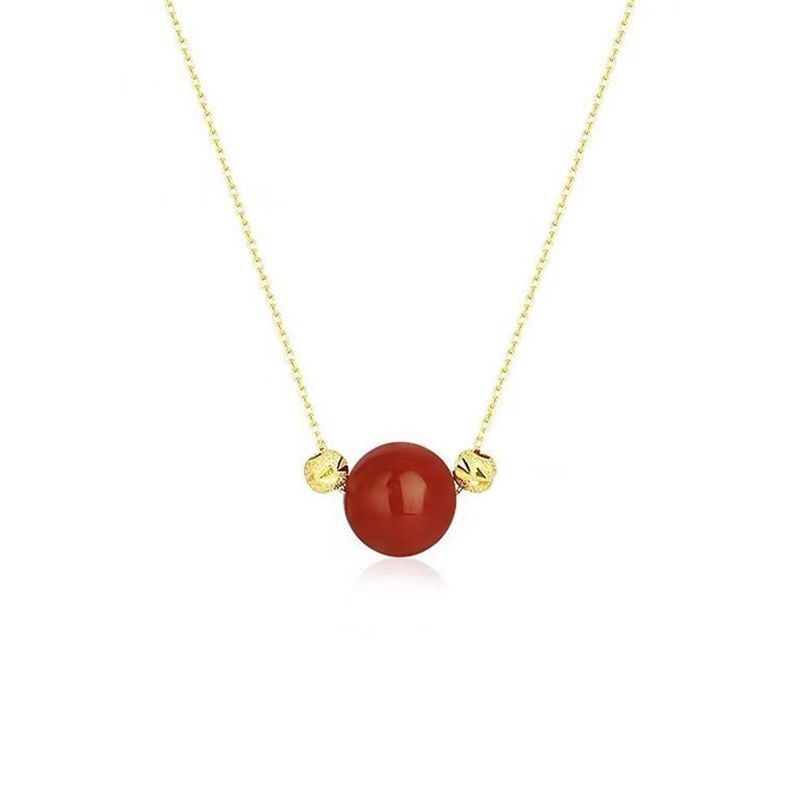 Acacia Bean Red Necklace Women's 2025 New Transfer Bead Pendant Collarbone Chain Valentine's Day Gift for Girlfriend Premium