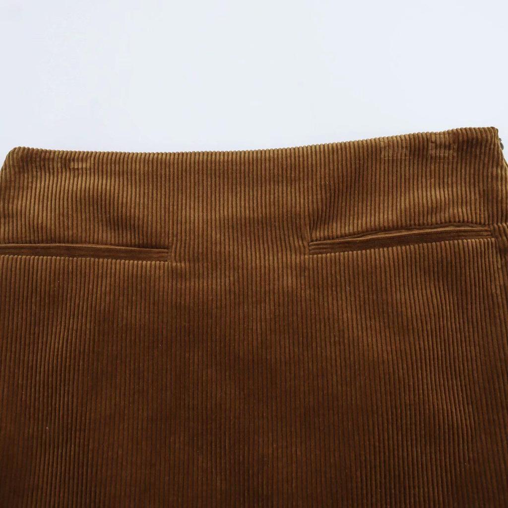 2024 Winter Women's European-American Style Corduroy Mid-Waist Mini Skirt