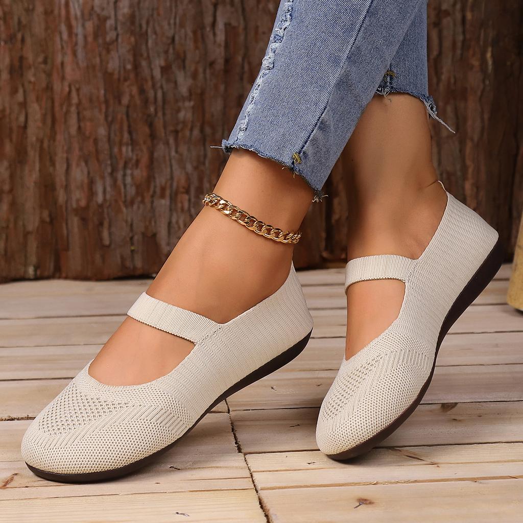 Fashion Autumn New Womens Fashion Round Toe Flat Non-Slip Womens Shoes Solid Color Mesh Shallow Mouth Slip-On Women Shoes Large Size