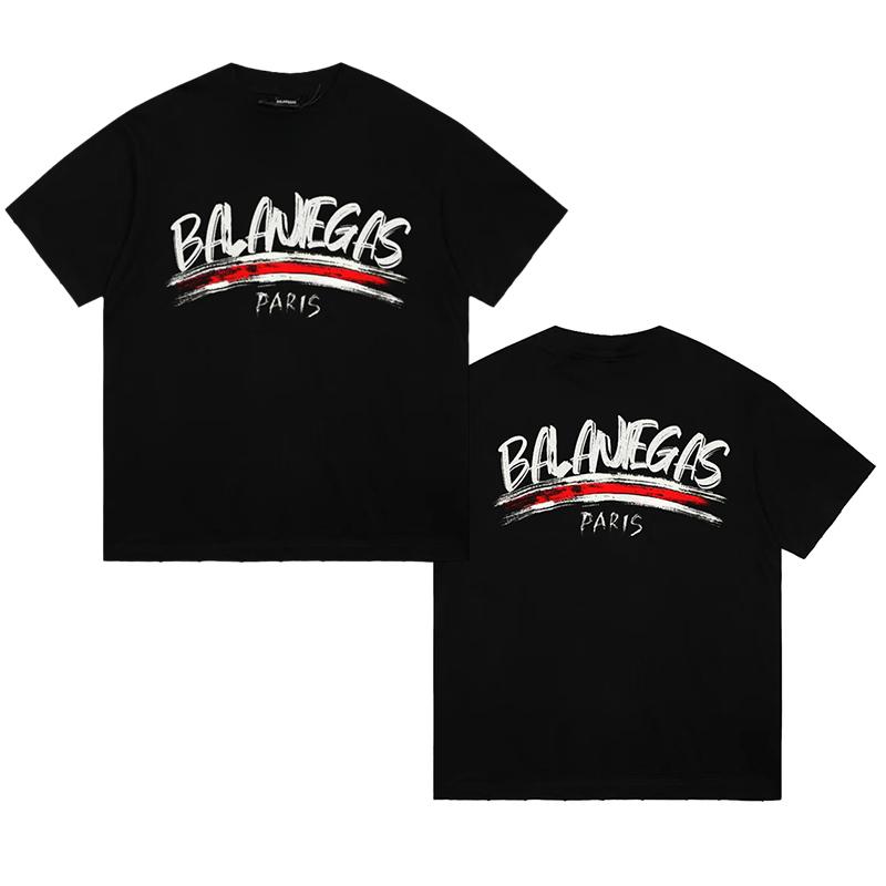 Balaniegas Short Sleeve T-Shirt Men's and Women's Couples Same Fashion Letter Printed Pure Cotton Loose Cotton Crew Neck T-Shirt