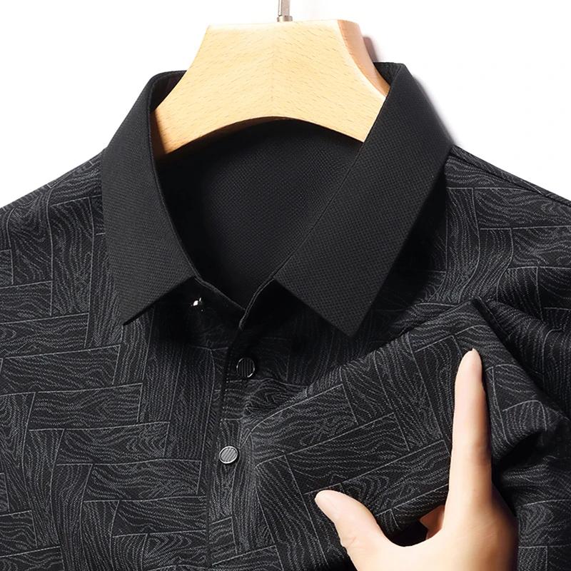 

Новая мужская повседневная модная футболка-поло с принтом, с коротким рукавом, корейская версия, летняя футболка, удобный универсальный топ M чёрный