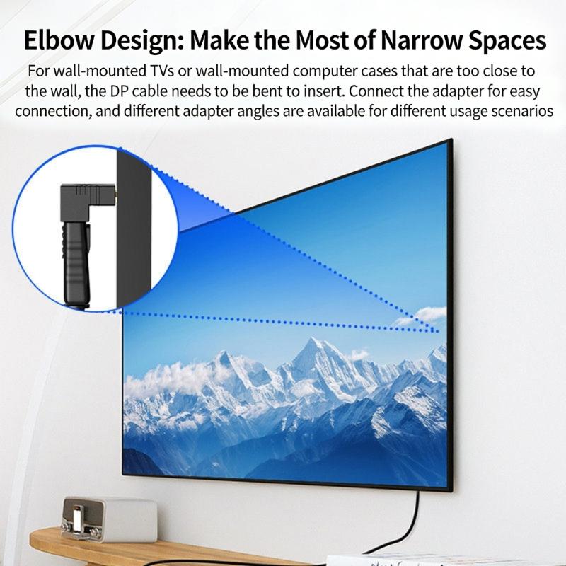 Professional 8K  90 Degree Adapter Converter Connector Male to Female Video for Laptop Monitor Projectors