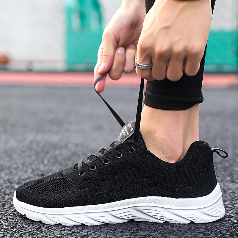 Black brand men's shoes mesh breathable sports shoes soft sole light running shoes men's thick sole comfortable casual travel shoes