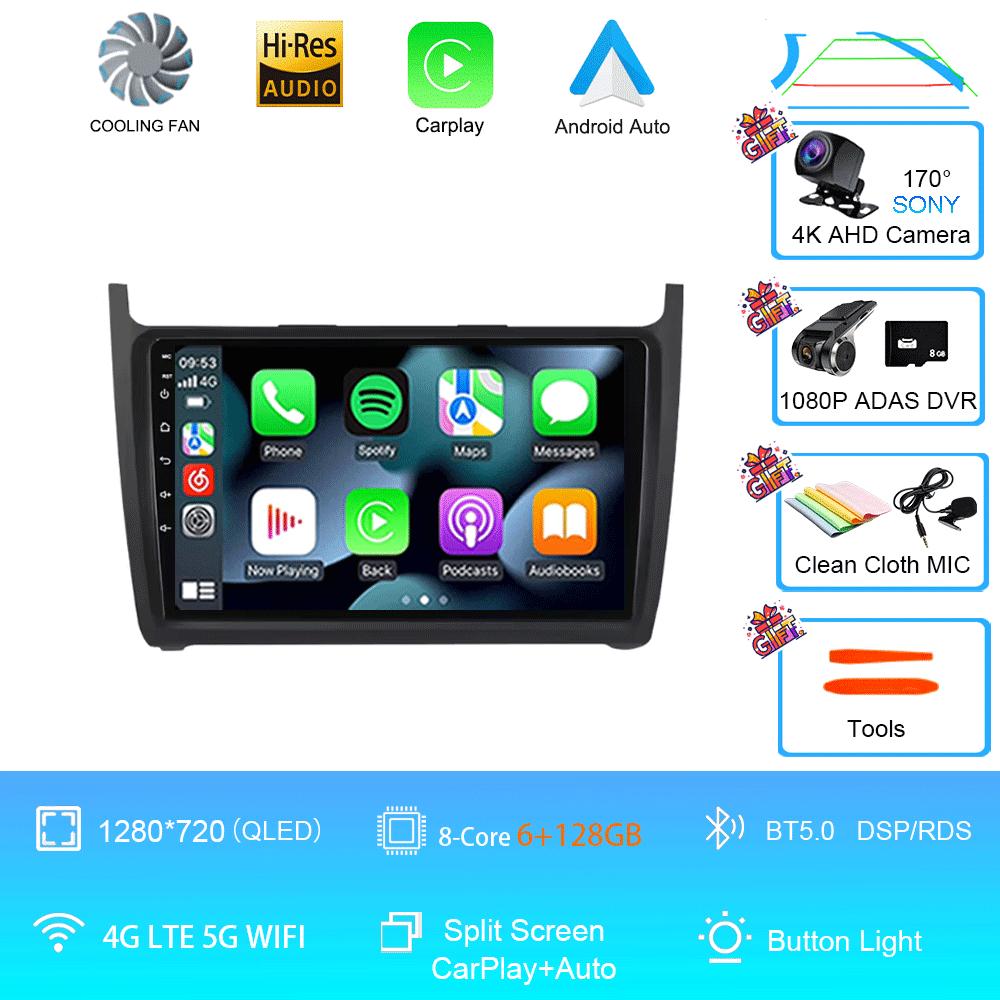 Car Radio 2Din Android 14 Stereo For Volkswagen VW Polo Sedan 2008 -2015 GPS Navigation Multimedia Mirror L-ink BT WIFI QLED DSP