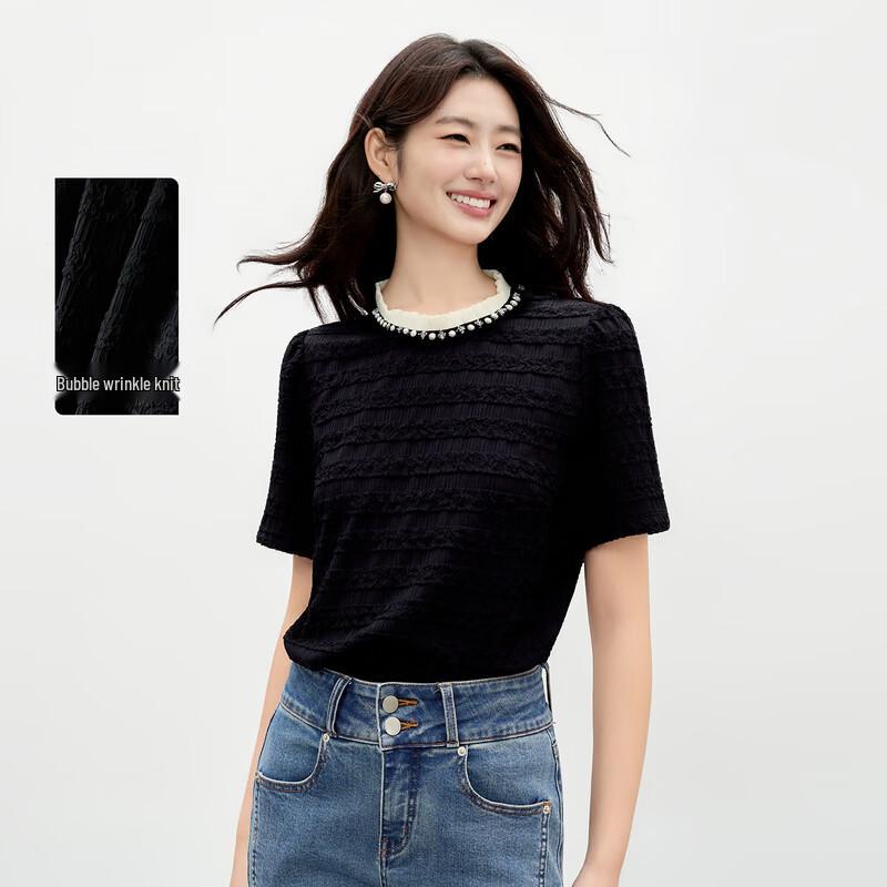 

Women s Ruffle Neck Knit T-Shirt M