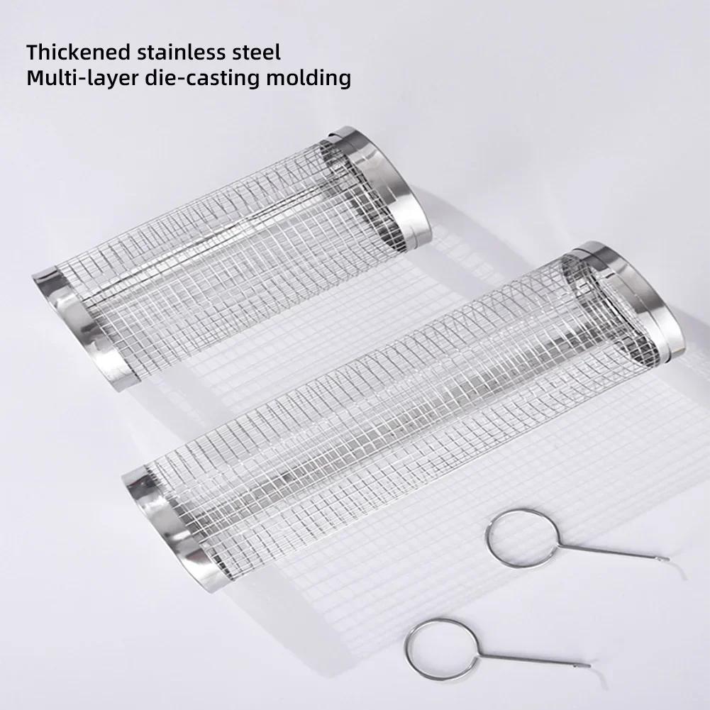 Καλάθι μπάρμπεκιου από ανοξείδωτο χάλυβα Καλάθι ψησίματος συρμάτινο πλέγμα κυλινδρικό φορητό στρογγυλό υπαίθριο ράφι μπάρμπεκιου για κάμπινγκ