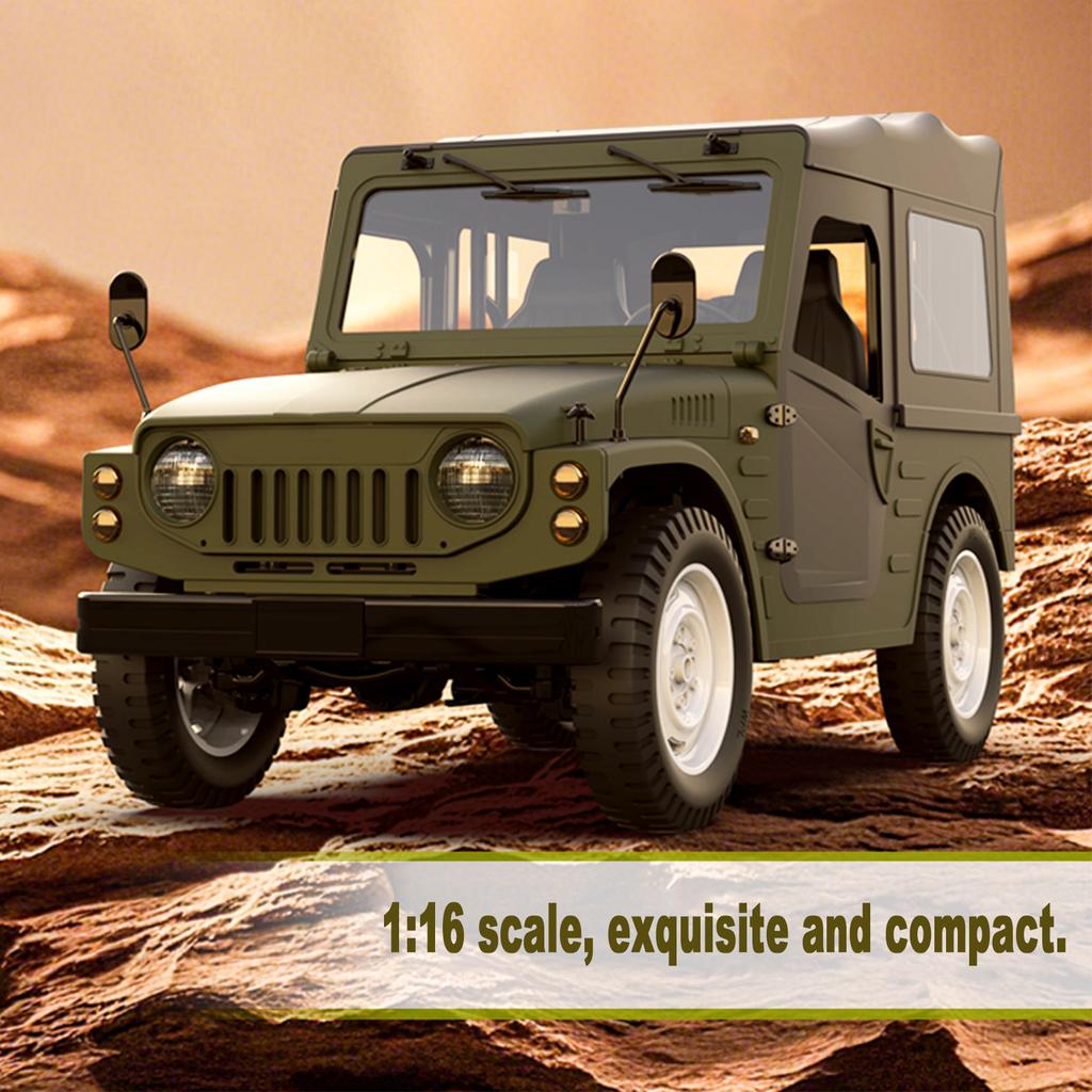 1:10 Scale RC Crawler, 4WD All Terrain Off Road Vehicle, Electric Remote Control Car with Removable Doors and Roof Green