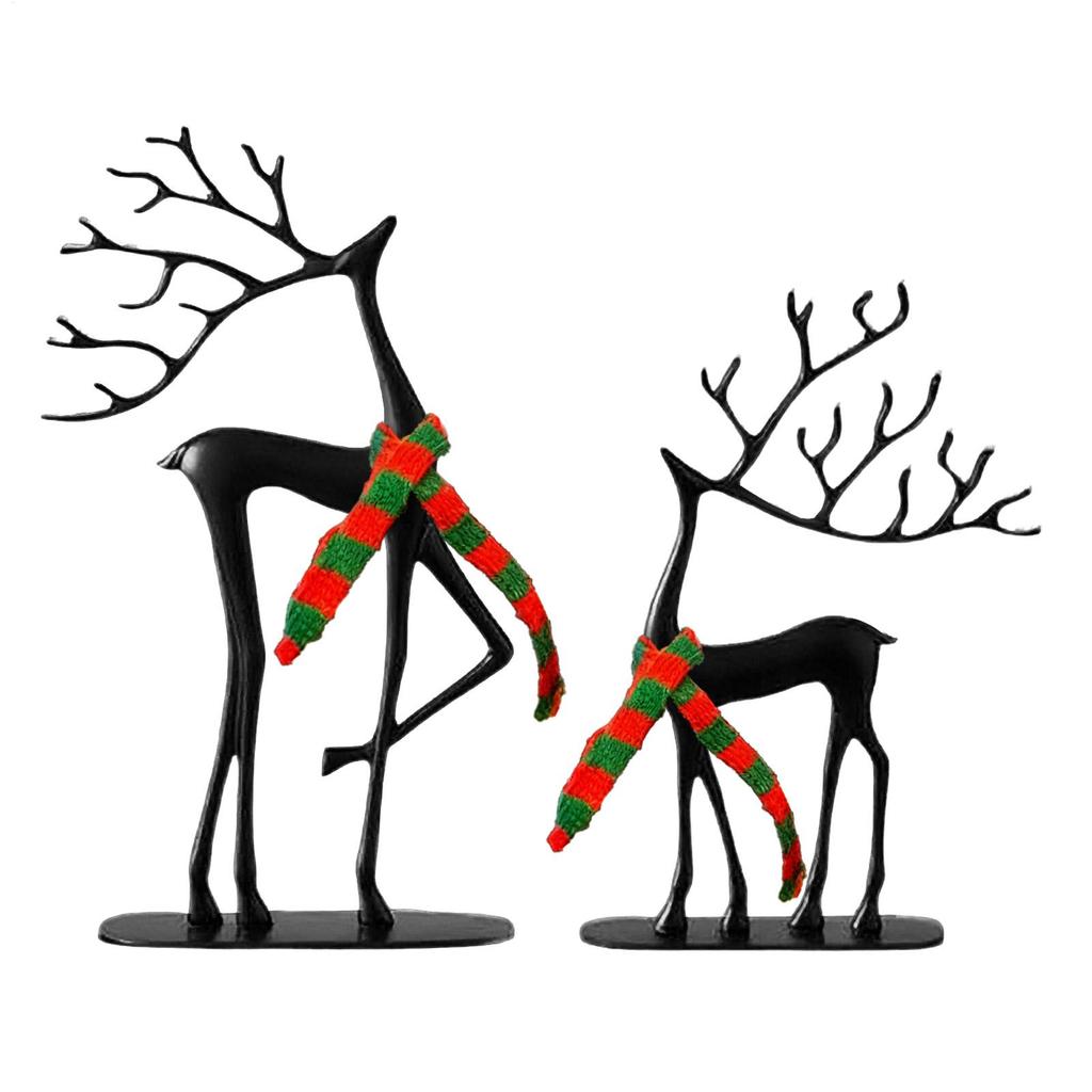 Reindeer Decor  Black Reindeer Statues Black Metal Elk Statues Christmas Reindeer Sculpture for Table Centrepiece Xmas Decor