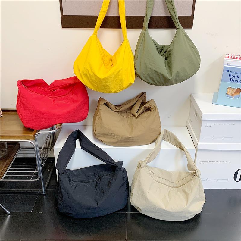 Canvas Tote Bag, New Large-capacity Trendy Cool Lazy Style Casual Armpit Bag, Korean Version of Daily Simple Commuting Bag