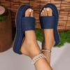 2025Women's New Slotted  Thick Sole Slippers Women's Large Ethnic Style Simple Beach Fashion Sandals/ Slippers 36-43
