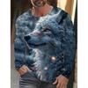Men's Summer Long Sleeve 3d Printed Wolf Print T-Shirt Tops Men Streetwear Clothing Round Neck Graphic Long Sleeve T-Shirt