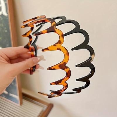 Minimalist Plastic Wave Hairbands for Women - Non-Slip Dress Up Headbands, Easy Hair Styling for Face Washing and High Crown Looks