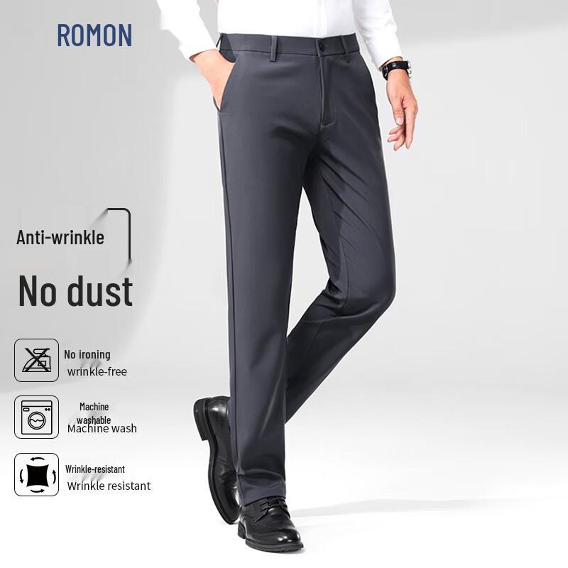 Romon Men s Thick Straight Fit Stretch Dress Pants 36