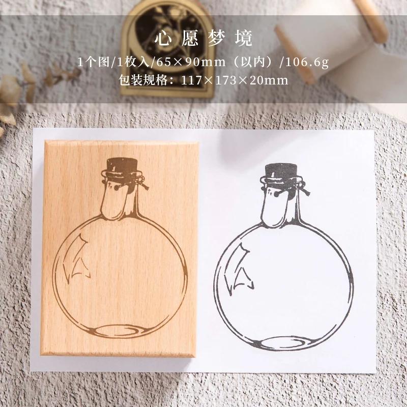 Yoofun Große Größe Vintage Traum in Flasche Holzstempel Journaling Scrapbooking DIY Holzflaschen Stempel Retro Schreibwaren