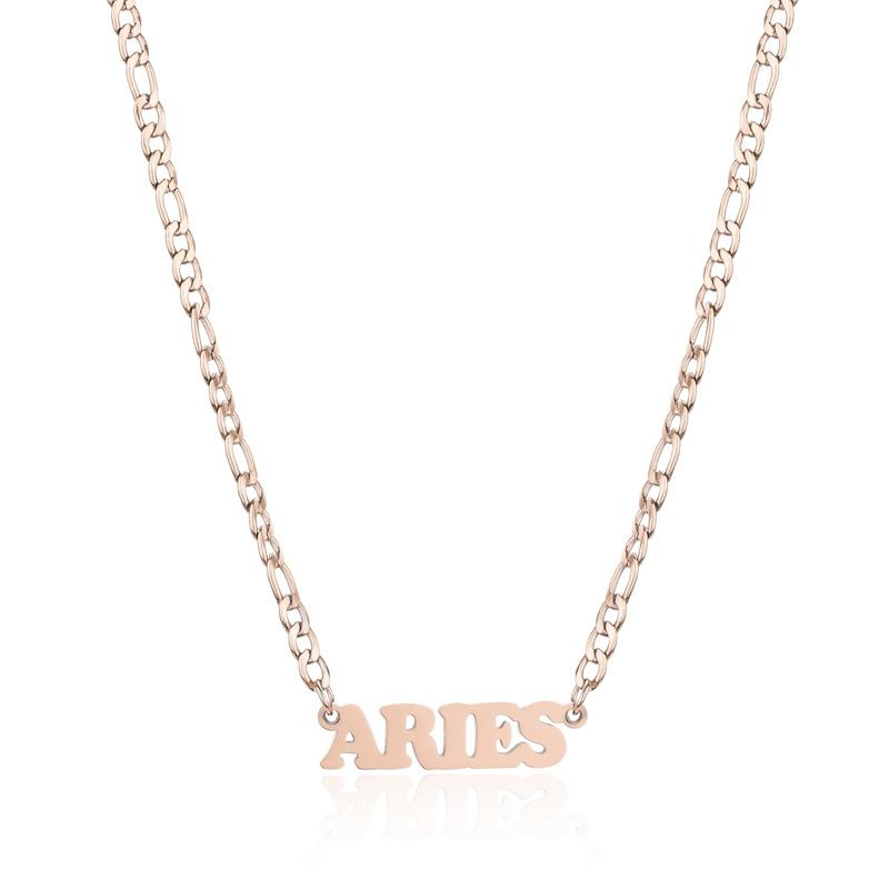 Gold/Silver/Rose Gold Color Twelve Constellations Stainless Steel NK Chain Pendant Necklace Female Jewelry 18+2in