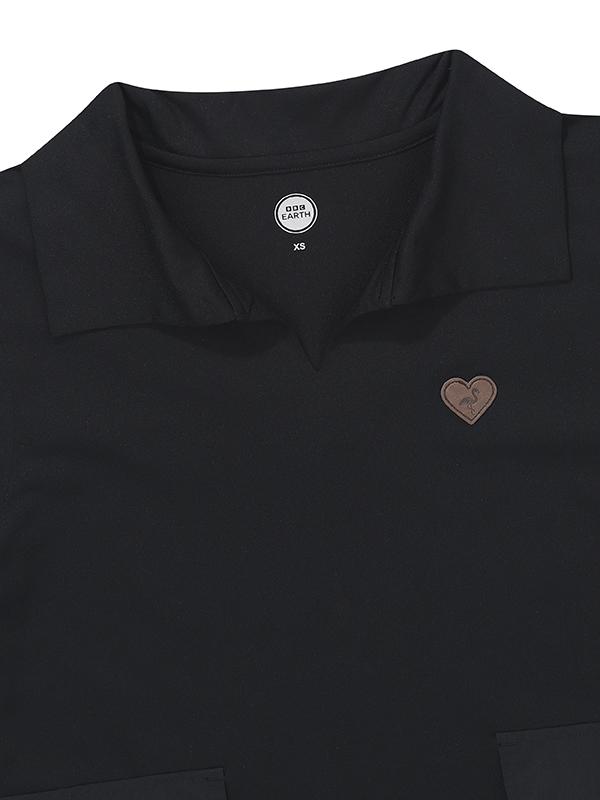 BBC EARTH W String Woven Pocket Collar T-Shirt_Black