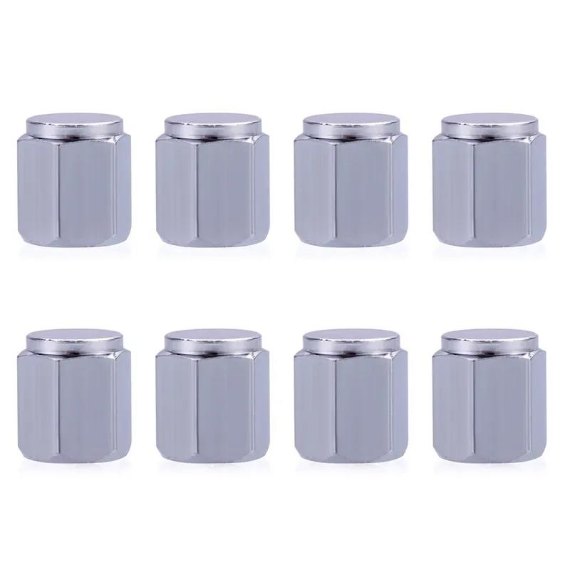 8 Pcs/Pack Tire Valve Caps Silver Premium Metal Rubber Seal Tire Valve Stem Caps Dust Proof Covers Stem Caps1