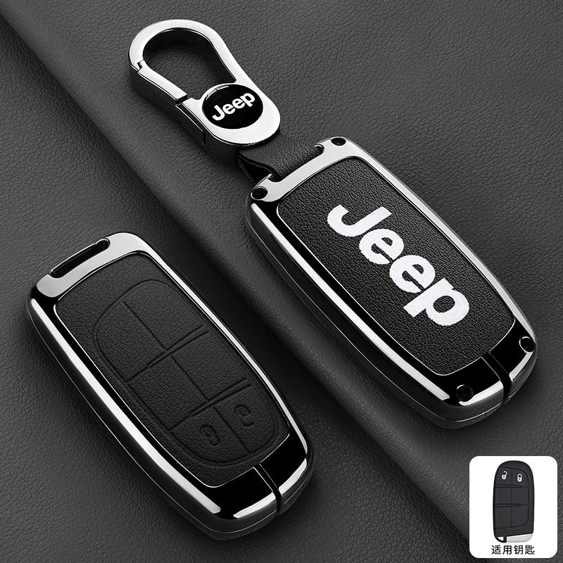 Metal Leather Car Key Case Cover Shell For Jeep Commander Compass Gladiator Wagoneer Grand Cherokee Wrangler JK Renegade Patriot