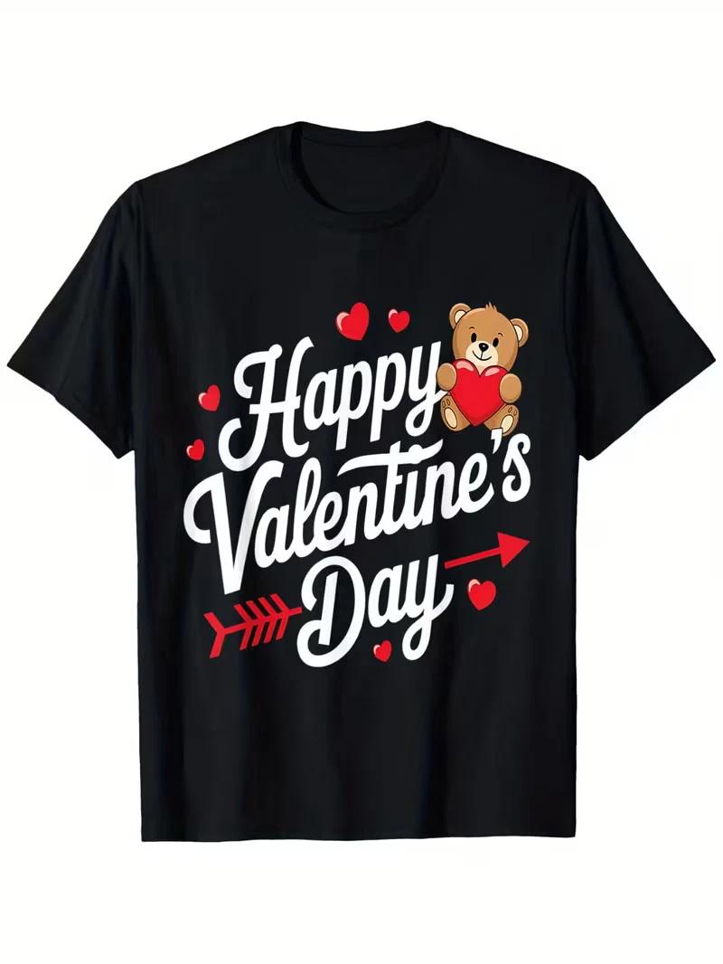 Happy Valentines Day Shirts Women Teddy Bear Cute Valentine T-Shirt, Suitable fo M