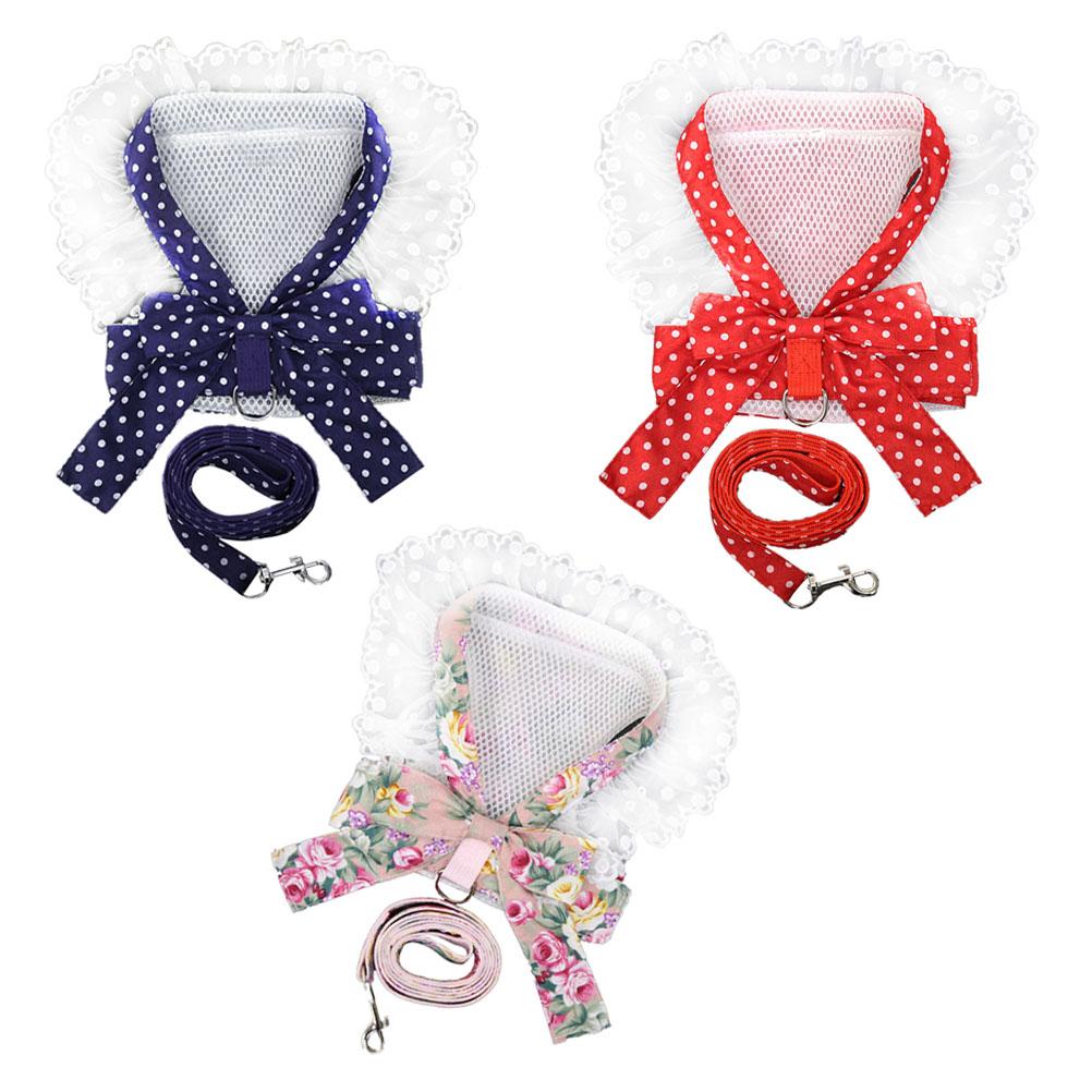 Dog Cat Bow Chest Harness Leash Comfortable Puppy Small Dogs Harnesses Vest for Party Shopping