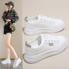White PU Leather Women's Sneakers Fashion Breathable Flat Shoes Woman Soft Sole Walking Vulcanized Casual Sneaker Zapatos De Muj