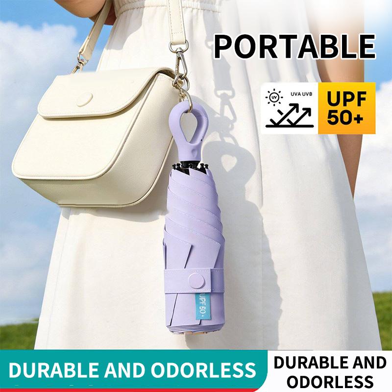 Uv Protection Mini Umbrella Ultralight 6-Fold Portable Sunshade For Women Outdoor Beach Travel Compact Windproof Quick Dry